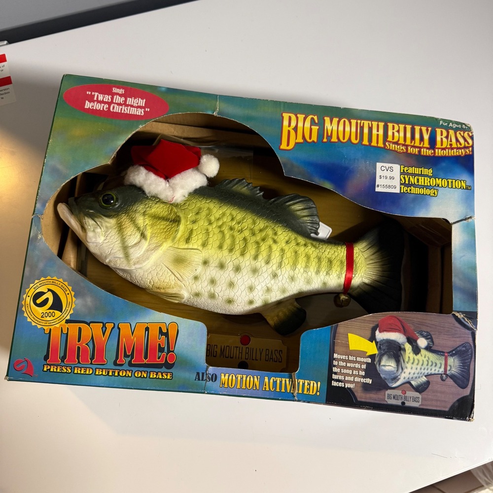 Gemmy Big Mouth Billy Bass Holiday Christmas Singing Fish 2000 Vintage 14857